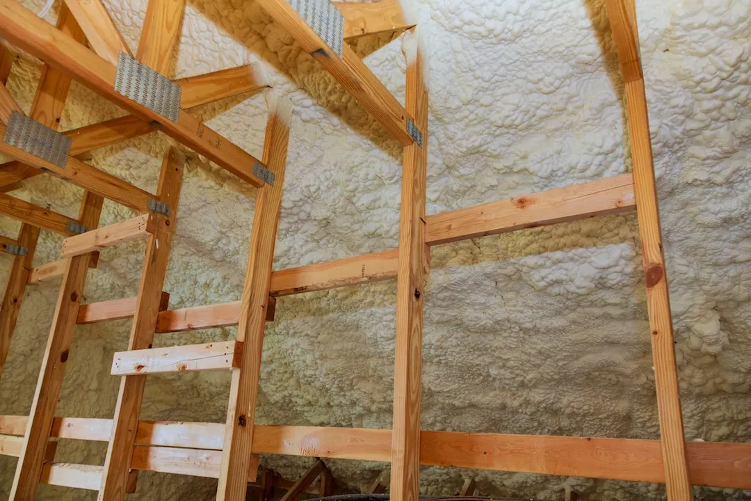 Spray foam installed across a large interior surface
